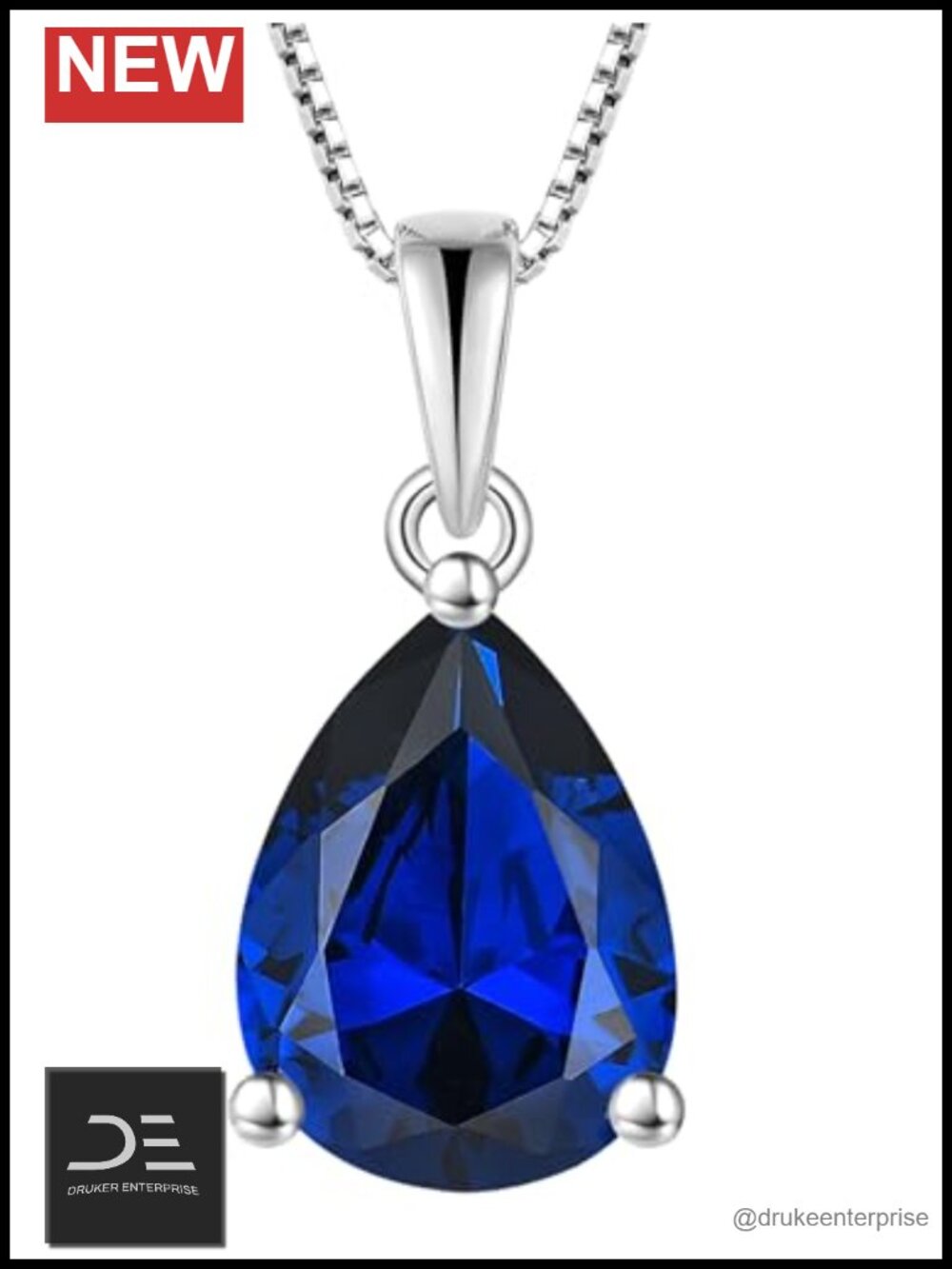 925 Sterling Silver Pear Cut Solitaire Pendant Necklace